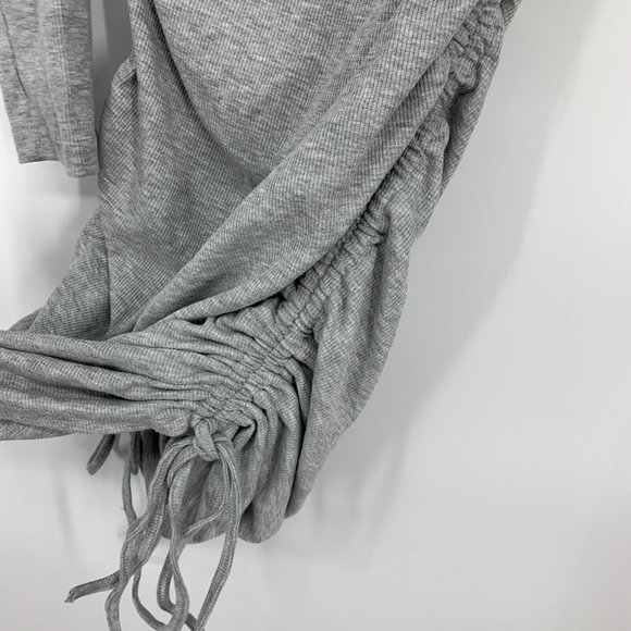 Shein Dress Gray Bodycon Mini Drawstring Side Long Sleeve - Picture 6 of 10